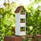Glitzhome® 18" Distressed Wood Cottage with Shutter Texture Birdhouse